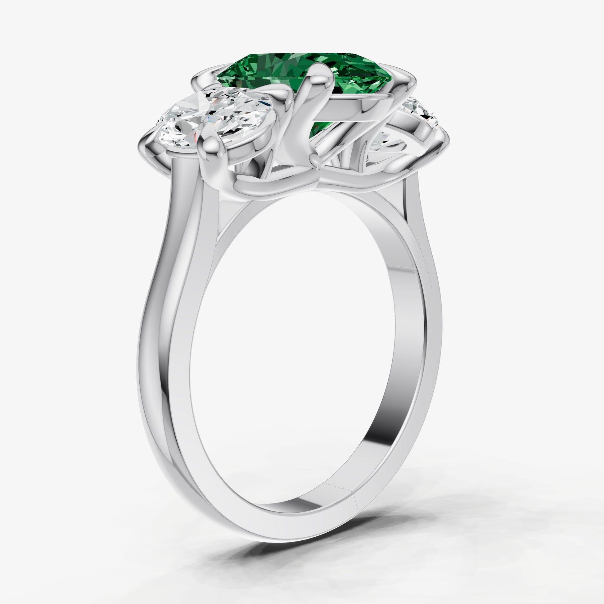 Emerald Oval Trellis Gemstone Engagement Ring