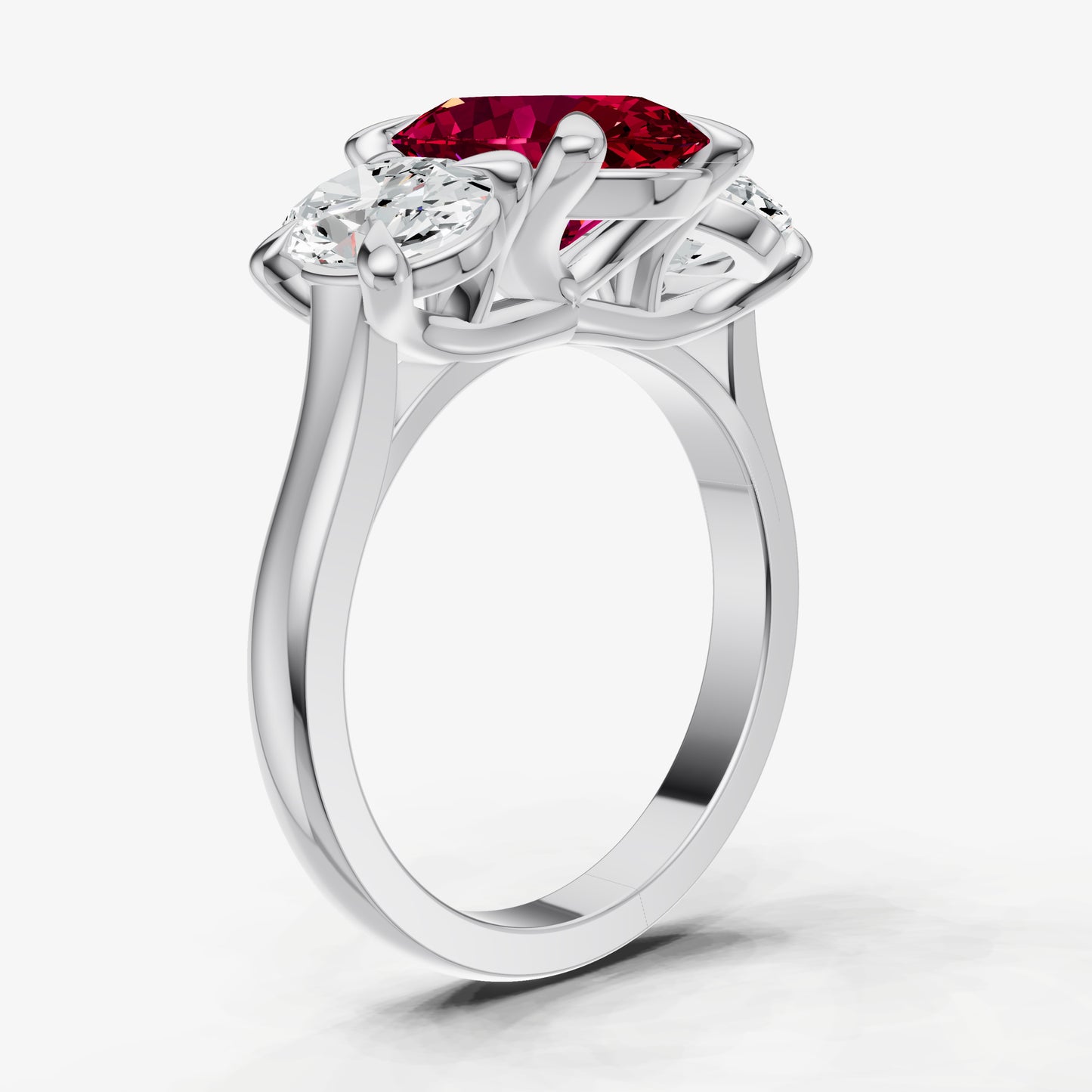 Ruby Oval Trellis Gemstone Engagement Ring