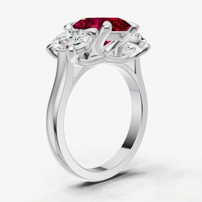 Ruby Oval Trellis Gemstone Engagement Ring