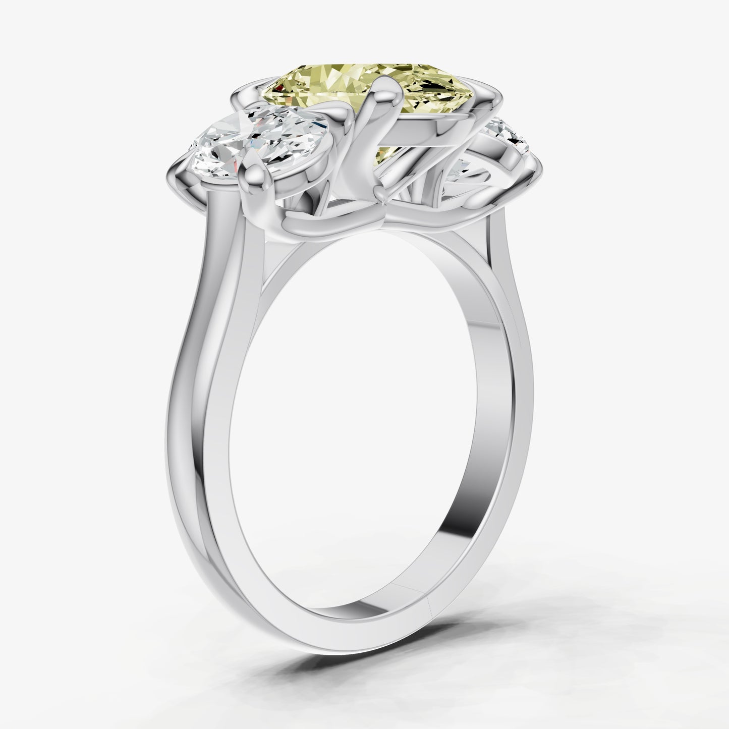 Yellow Diamond Oval Trellis Gemstone Engagement Ring