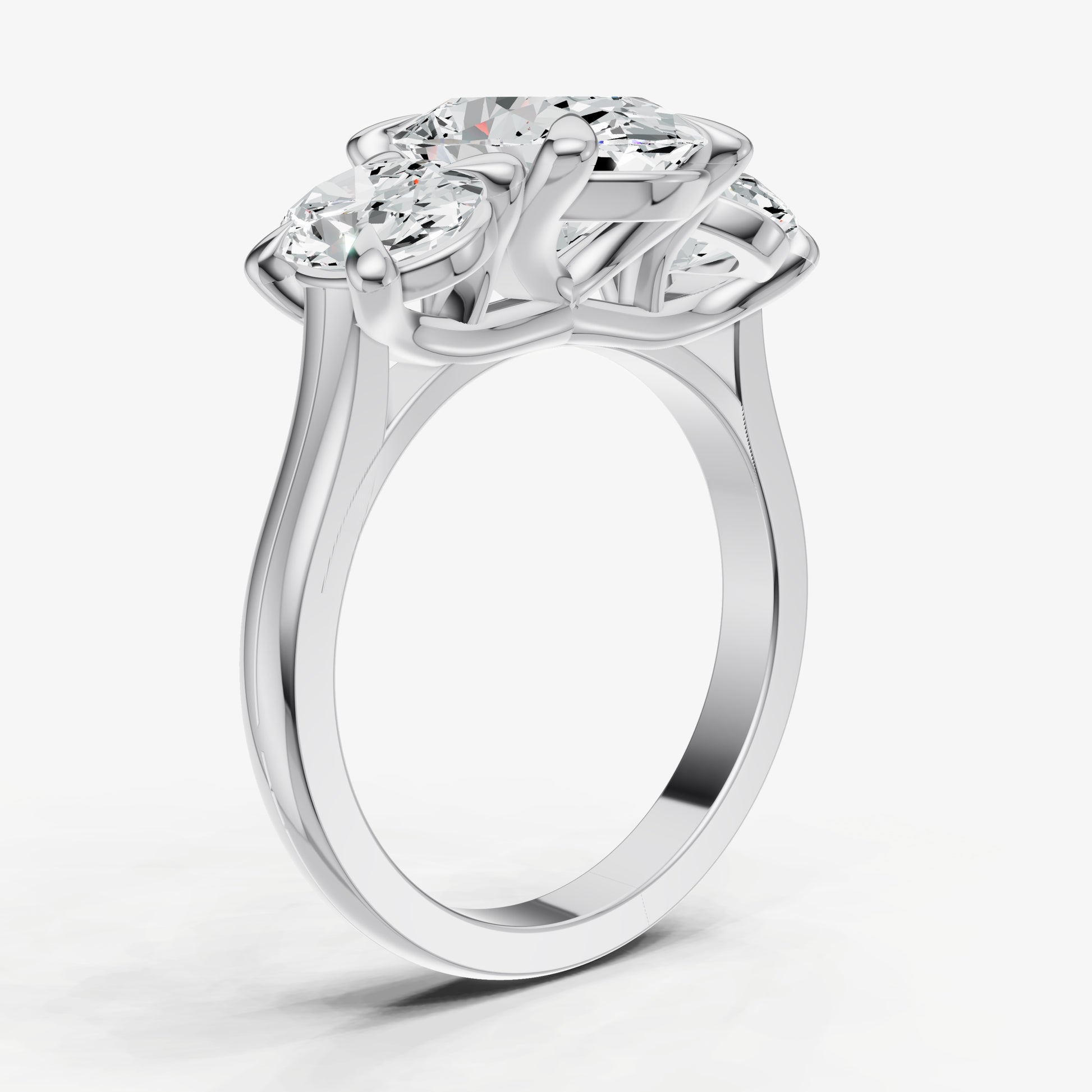 Oval Trellis Three-Stone Engagement Ring with 0.80ct Side Stones