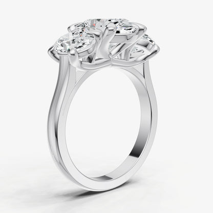 Oval Trellis Three-Stone Engagement Ring with 0.80ct Side Stones