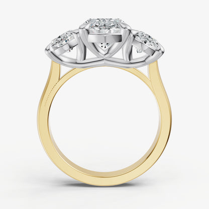 Oval Trellis Three-Stone Engagement Ring with 0.80ct Side Stones