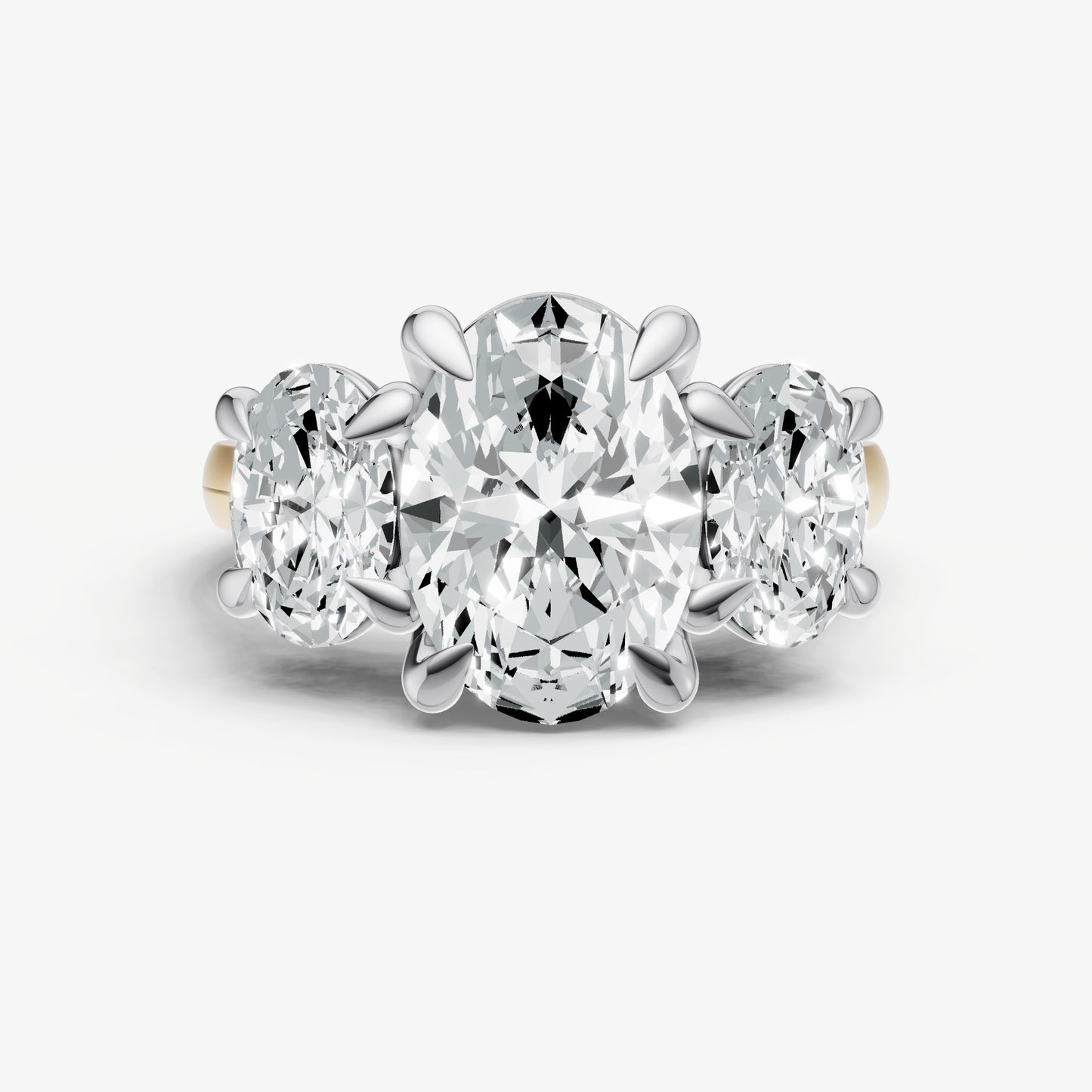 Oval Trellis Three-Stone Engagement Ring with 0.80ct Side Stones