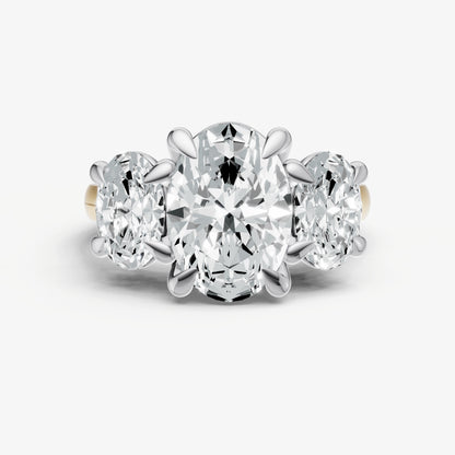 Oval Trellis Three-Stone Engagement Ring with 0.80ct Side Stones