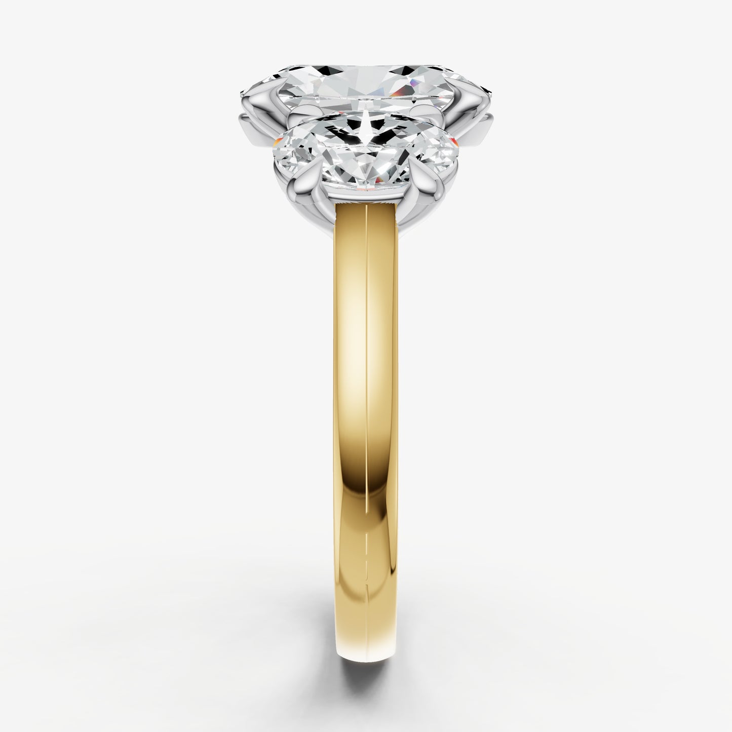 Oval Trellis Three-Stone Engagement Ring with 0.80ct Side Stones