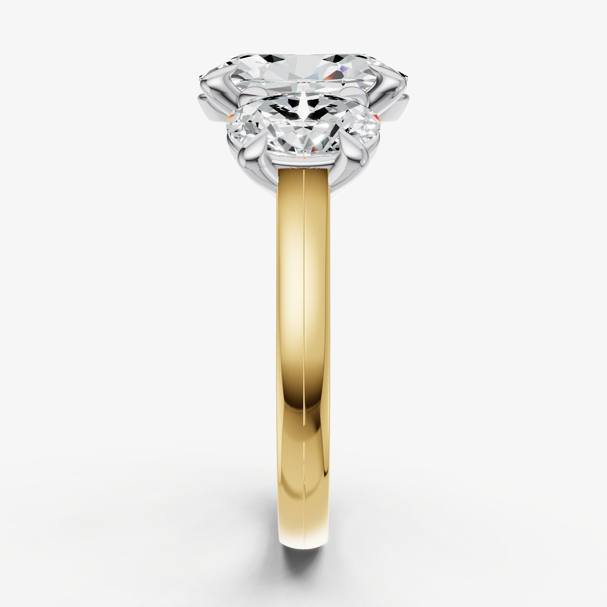 Oval Trellis Three-Stone Engagement Ring with 0.80ct Side Stones