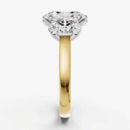Oval Trellis Three-Stone Engagement Ring with 0.80ct Side Stones