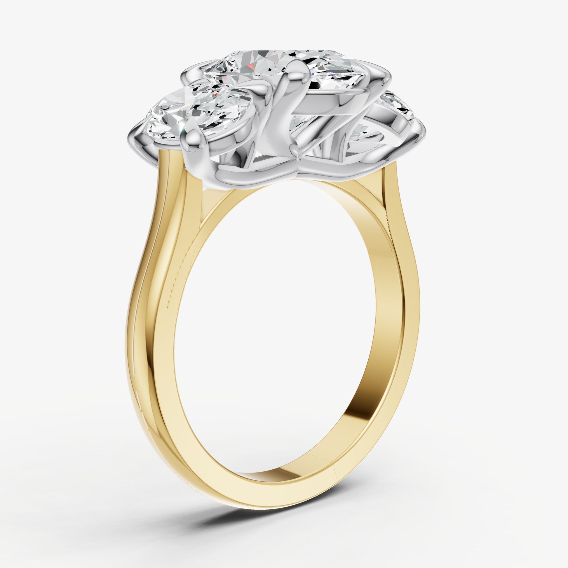 Oval Trellis Three-Stone Engagement Ring with 0.80ct Side Stones