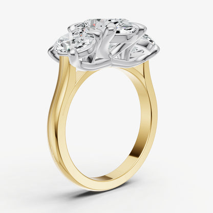 Oval Trellis Three-Stone Engagement Ring with 0.80ct Side Stones