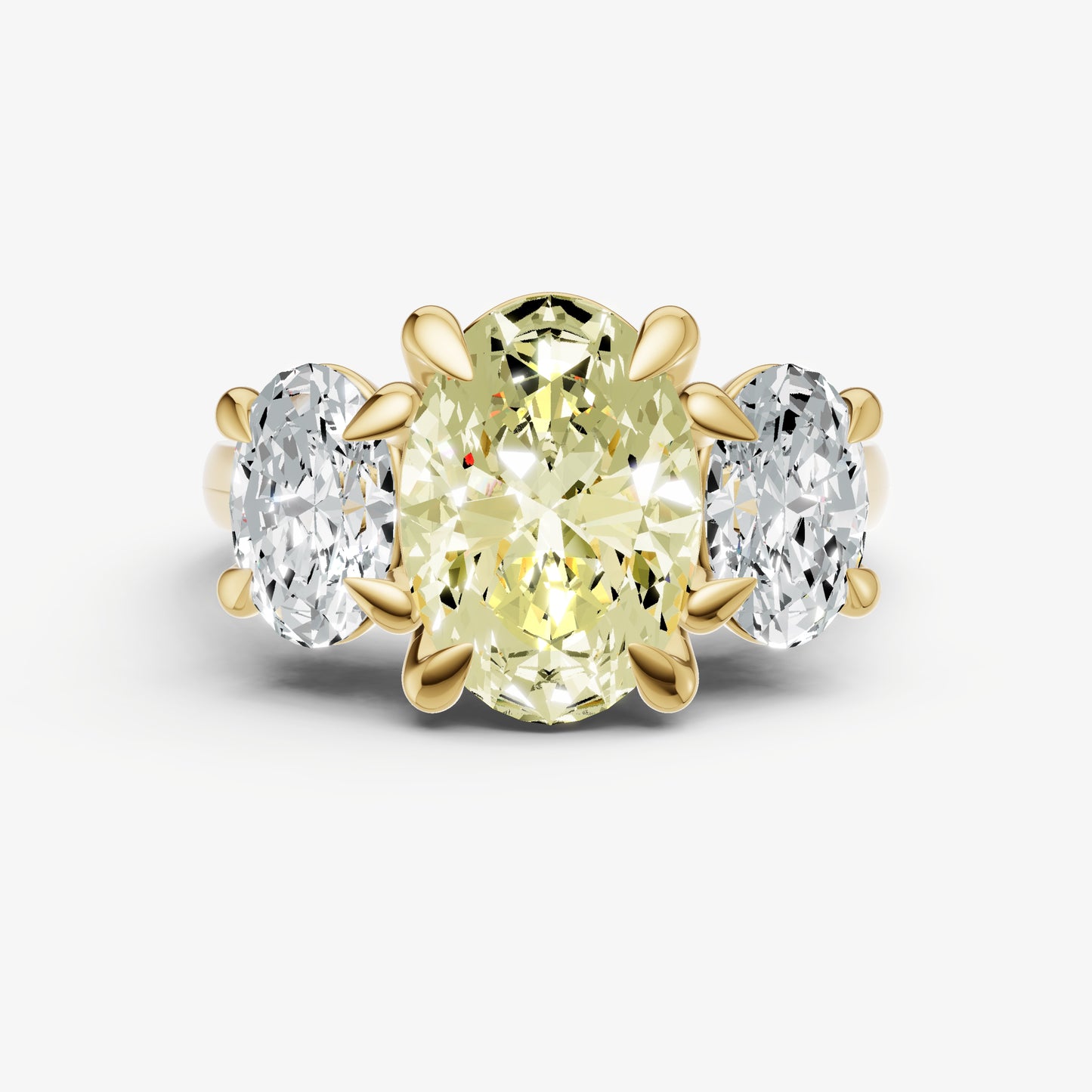 Yellow Diamond Oval Trellis Gemstone Engagement Ring