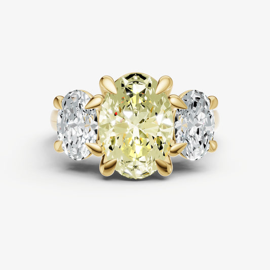 Yellow Diamond Oval Trellis Gemstone Engagement Ring