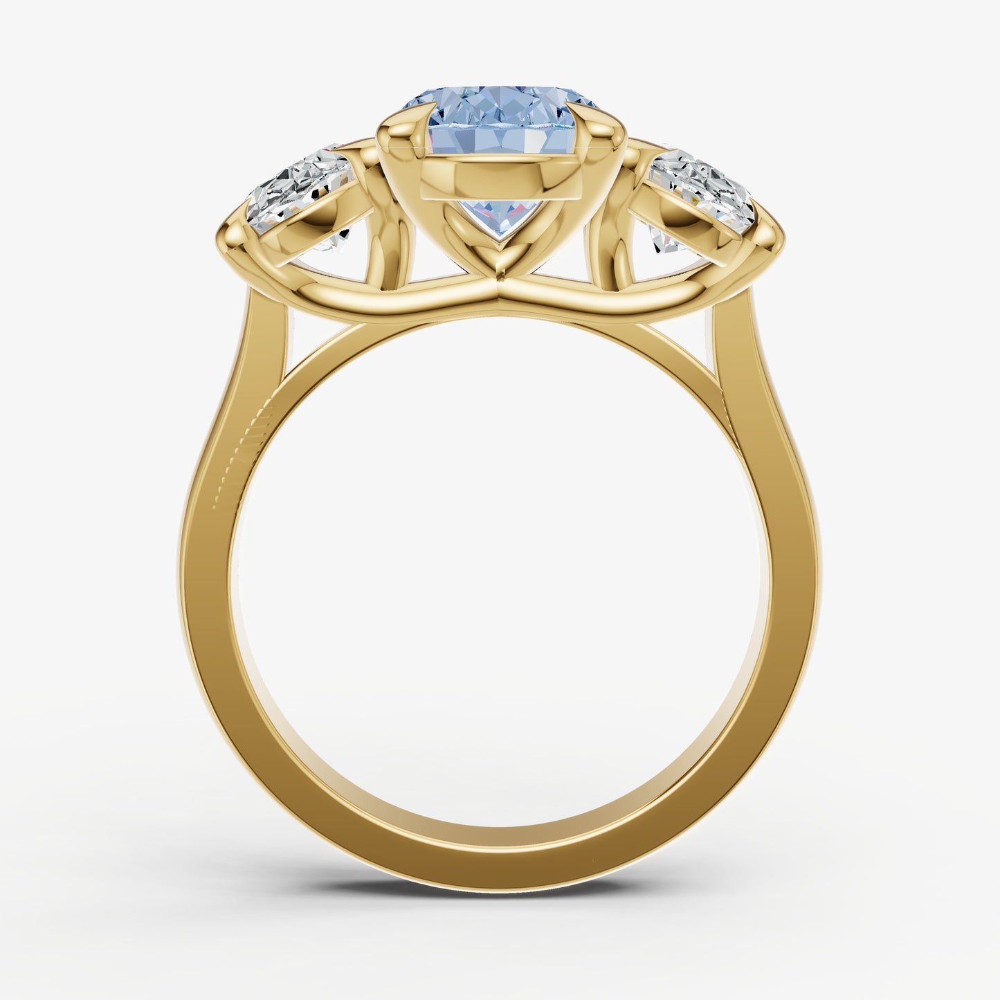 Aquamarine Oval Trellis Gemstone Engagement Ring