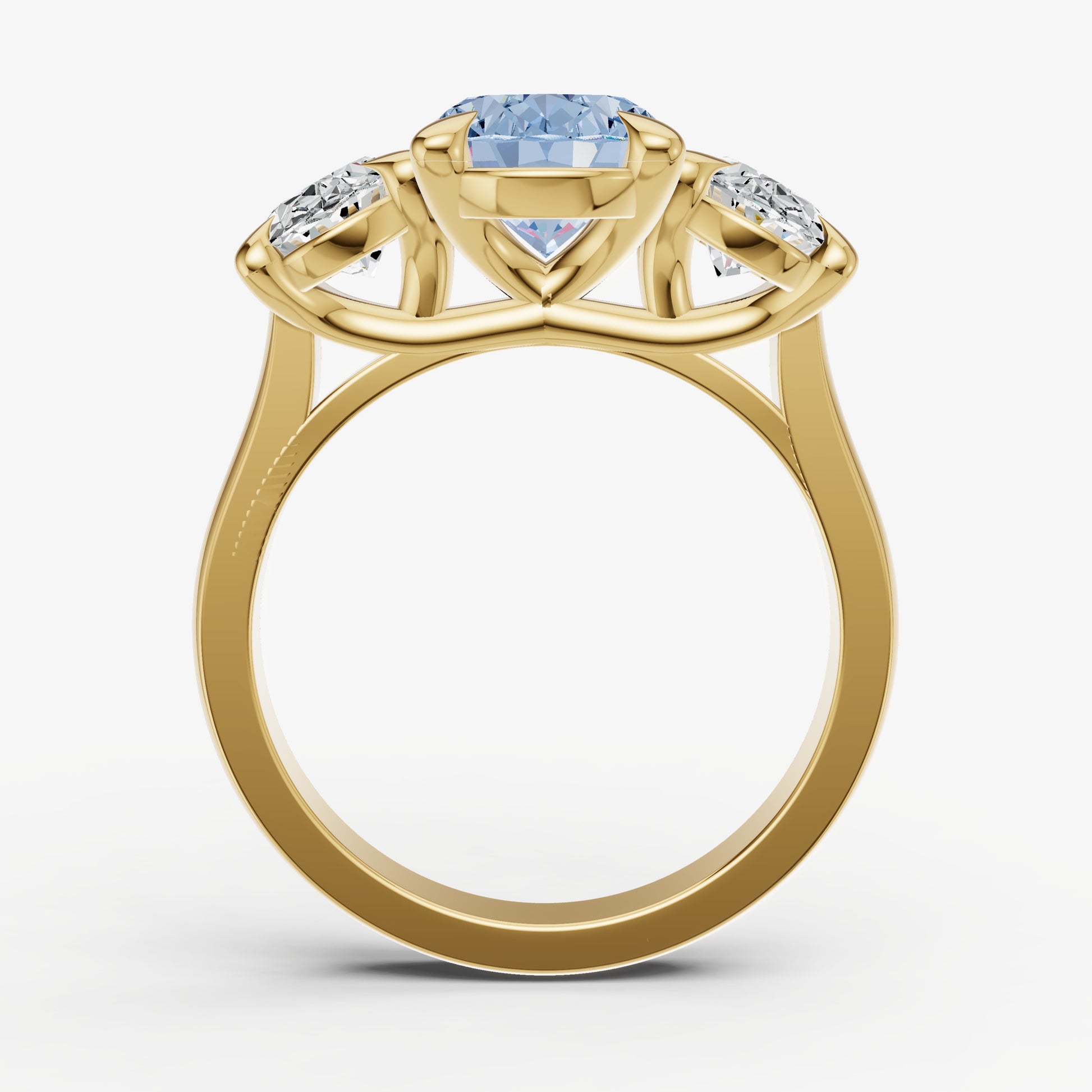 Aquamarine Oval Trellis Gemstone Engagement Ring
