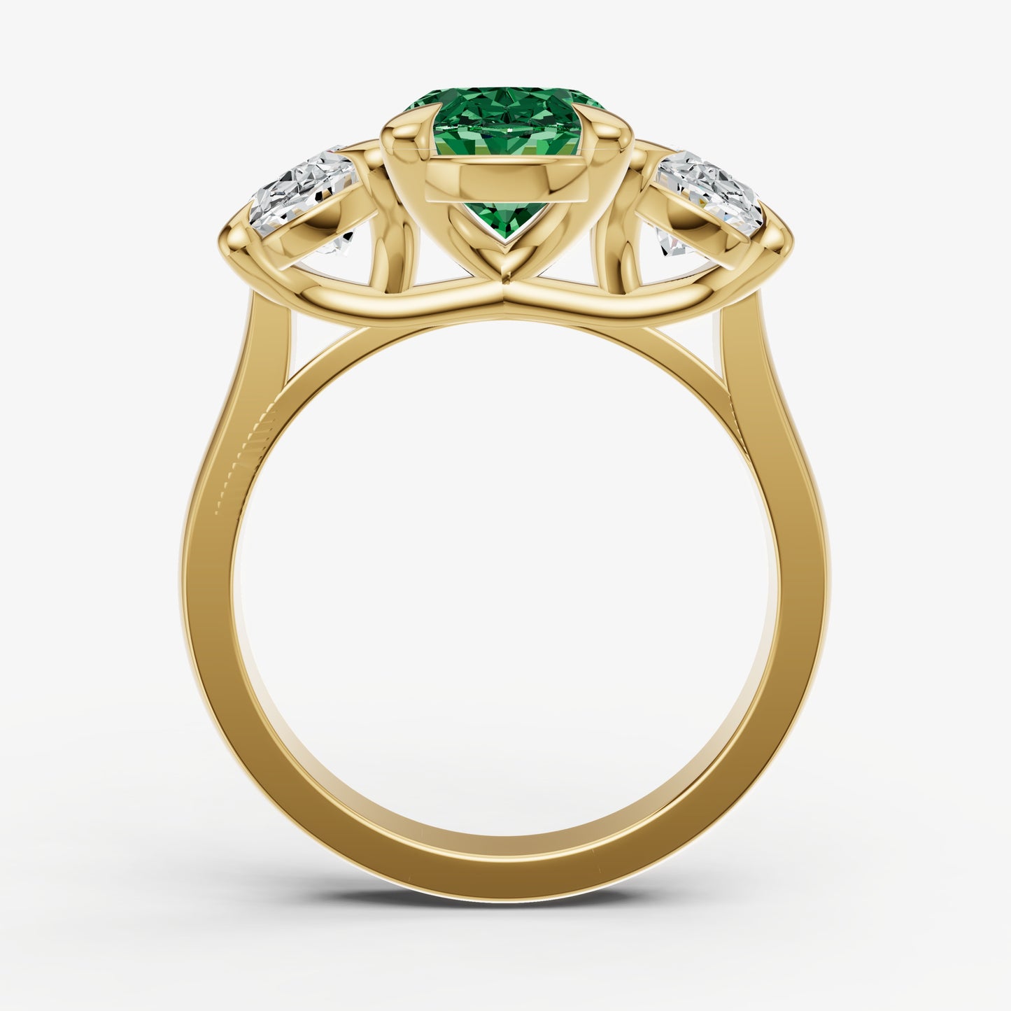 Emerald Oval Trellis Gemstone Engagement Ring