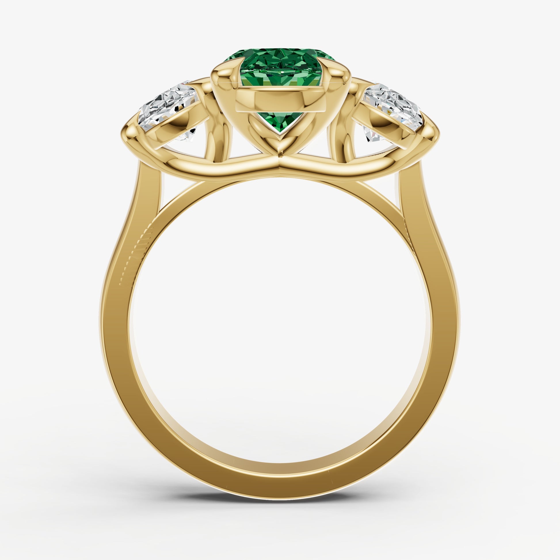 Emerald Oval Trellis Gemstone Engagement Ring