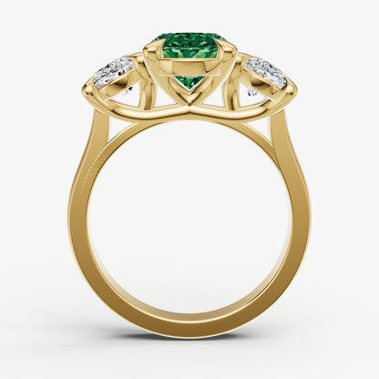 Emerald Oval Trellis Gemstone Engagement Ring