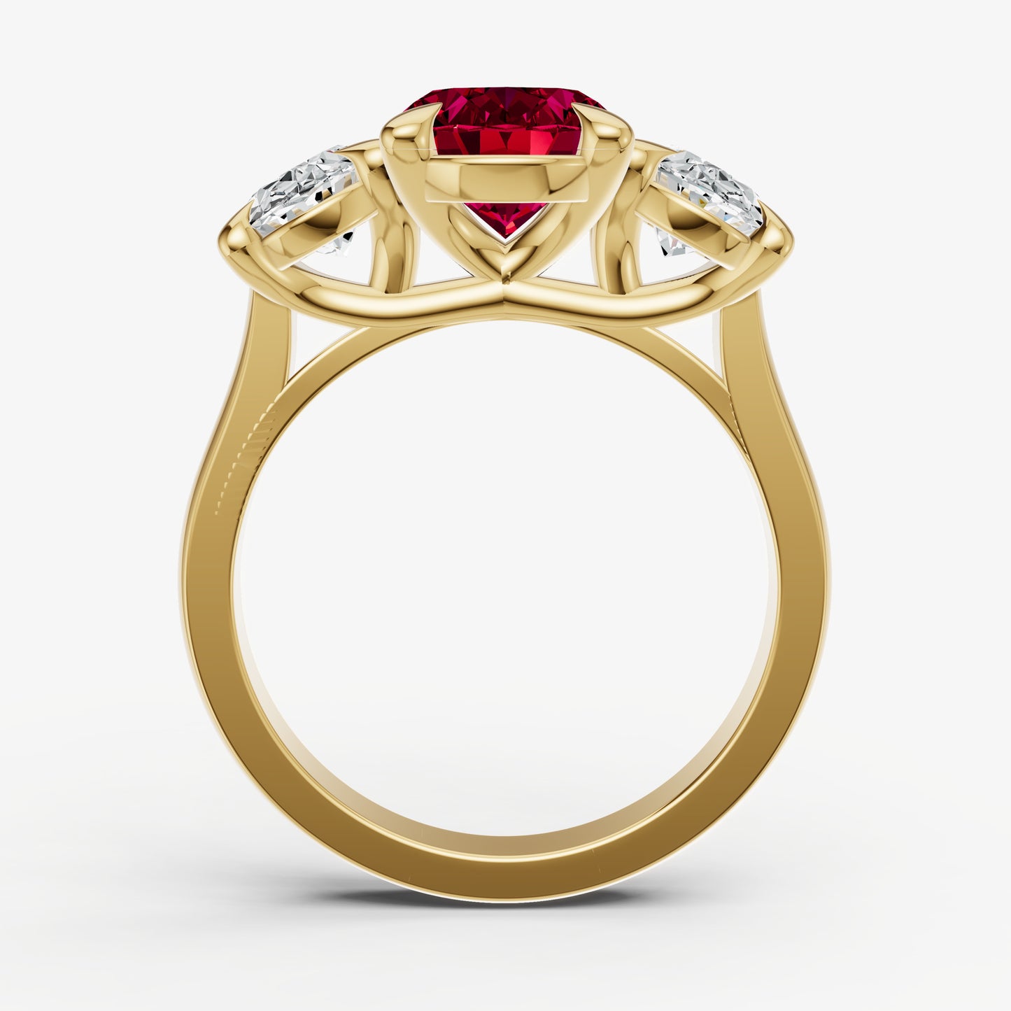 Ruby Oval Trellis Gemstone Engagement Ring