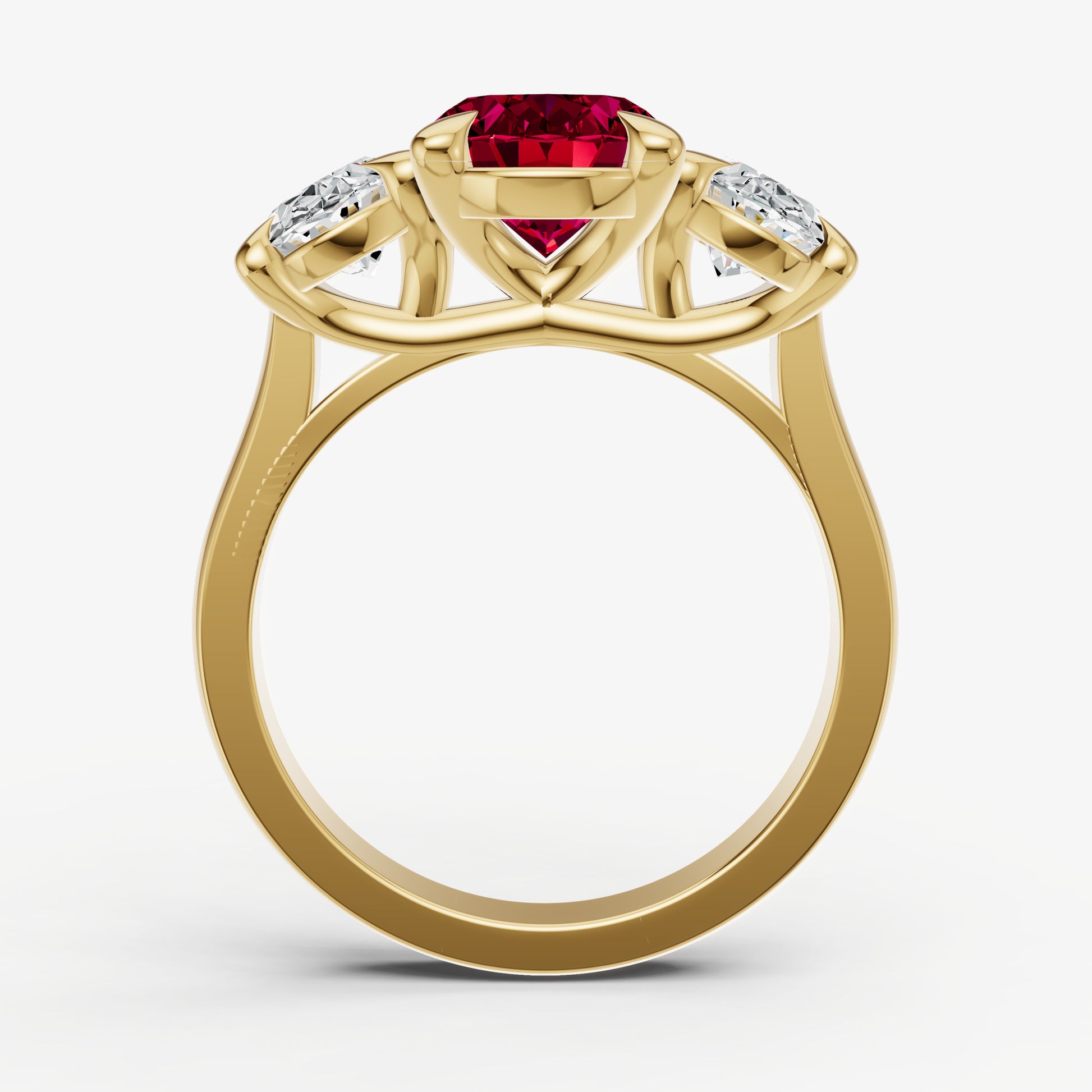 Ruby Oval Trellis Gemstone Engagement Ring