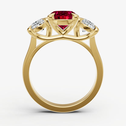 Ruby Oval Trellis Gemstone Engagement Ring