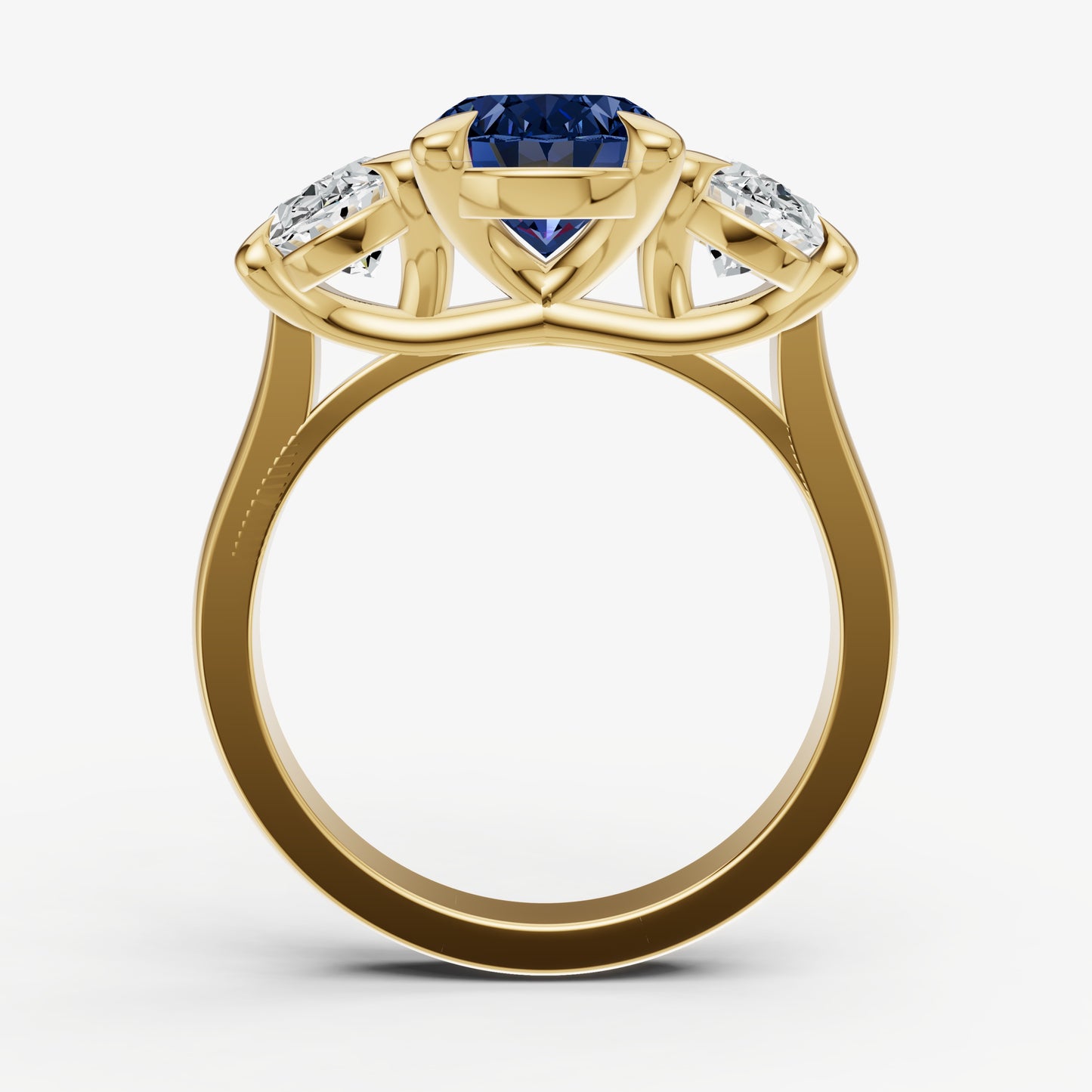 Blue sapphire Oval Trellis Gemstone Engagement Ring