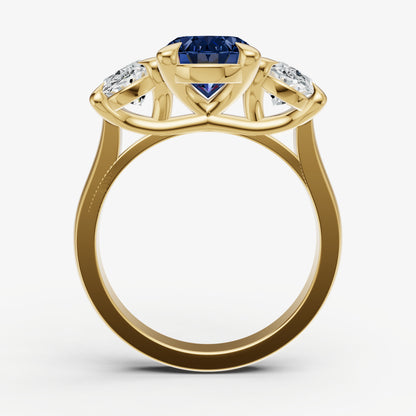 Blue sapphire Oval Trellis Gemstone Engagement Ring