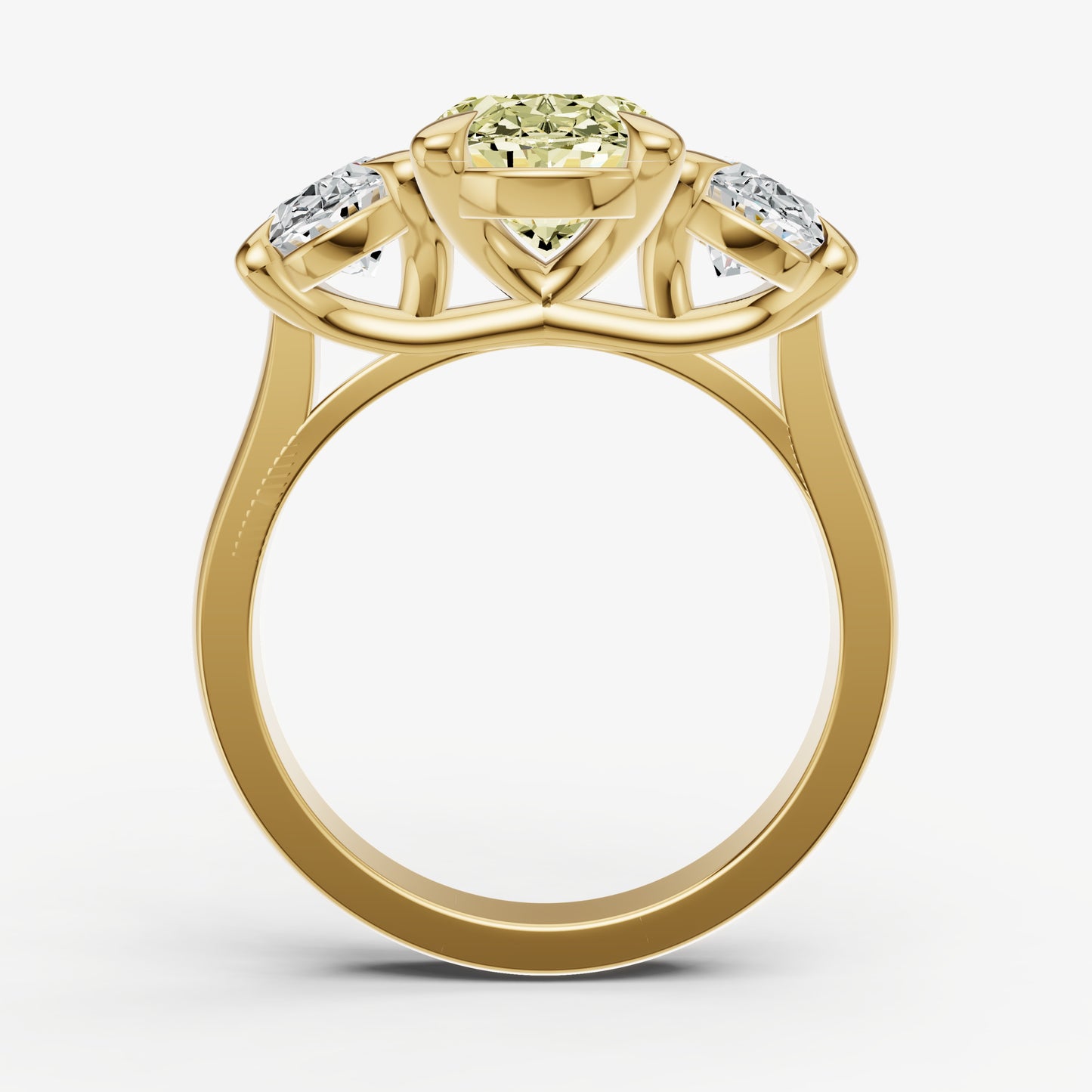 Yellow Diamond Oval Trellis Gemstone Engagement Ring