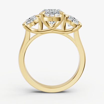 Oval Trellis Three-Stone Engagement Ring with 0.80ct Side Stones