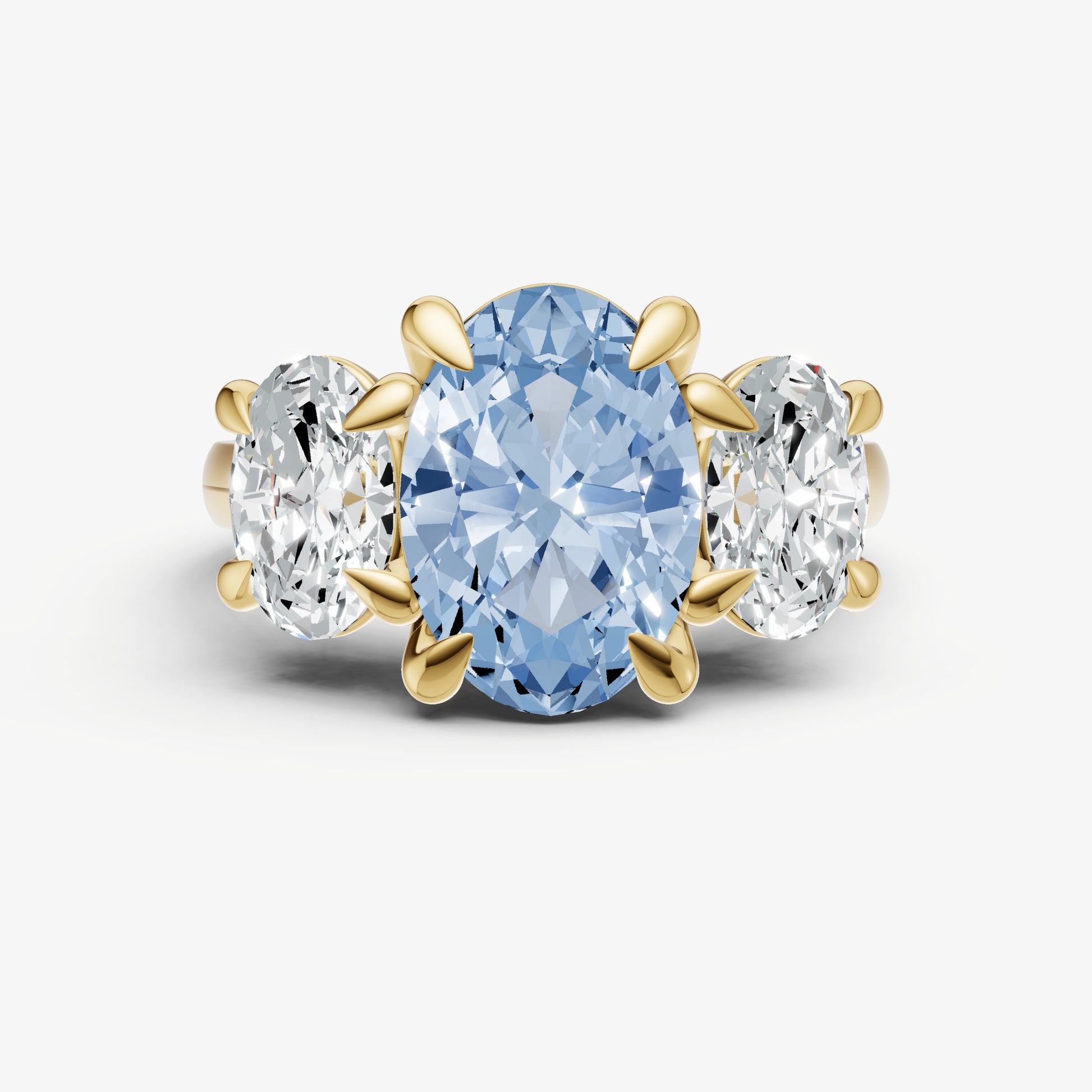 Aquamarine Oval Trellis Gemstone Engagement Ring