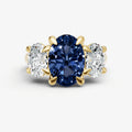 Blue sapphire Oval Trellis Gemstone Engagement Ring