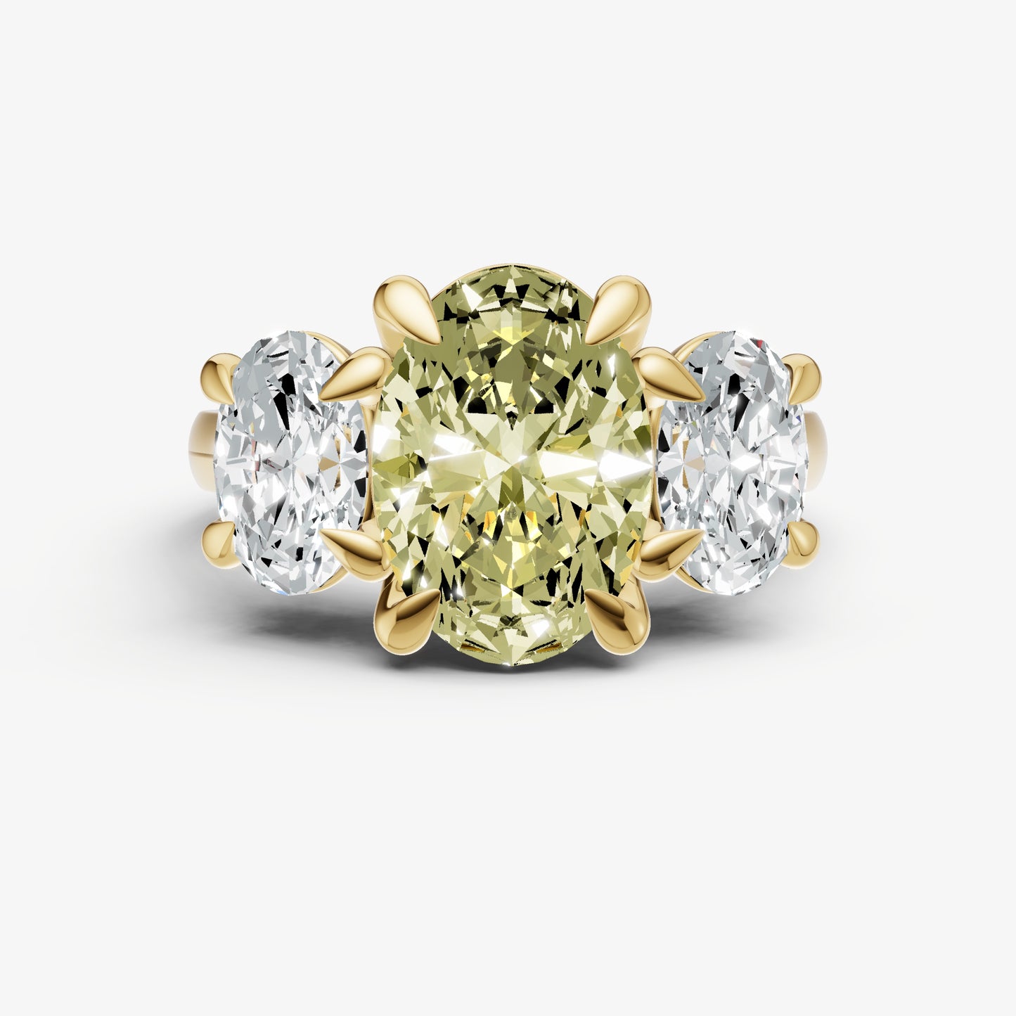 Yellow Diamond Oval Trellis Gemstone Engagement Ring