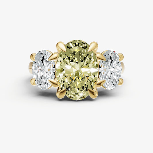 Yellow Diamond Oval Trellis Gemstone Engagement Ring