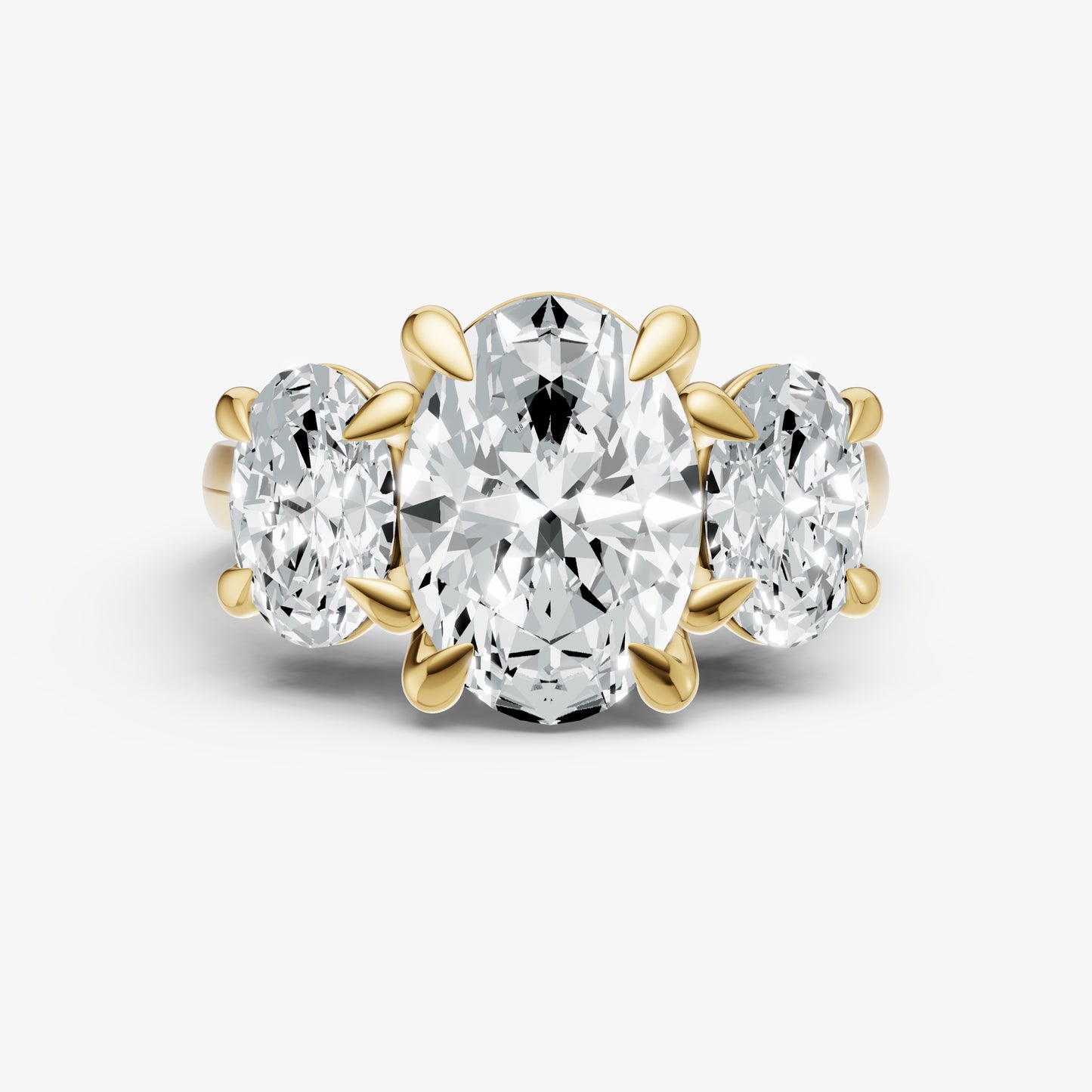 Oval Trellis Three-Stone Engagement Ring with 0.80ct Side Stones