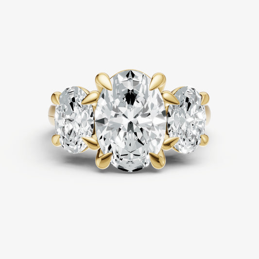 Oval Trellis Three-Stone Engagement Ring with 0.80ct Side Stones