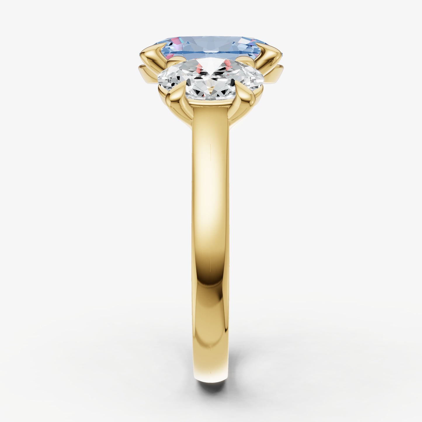 Aquamarine Oval Trellis Gemstone Engagement Ring