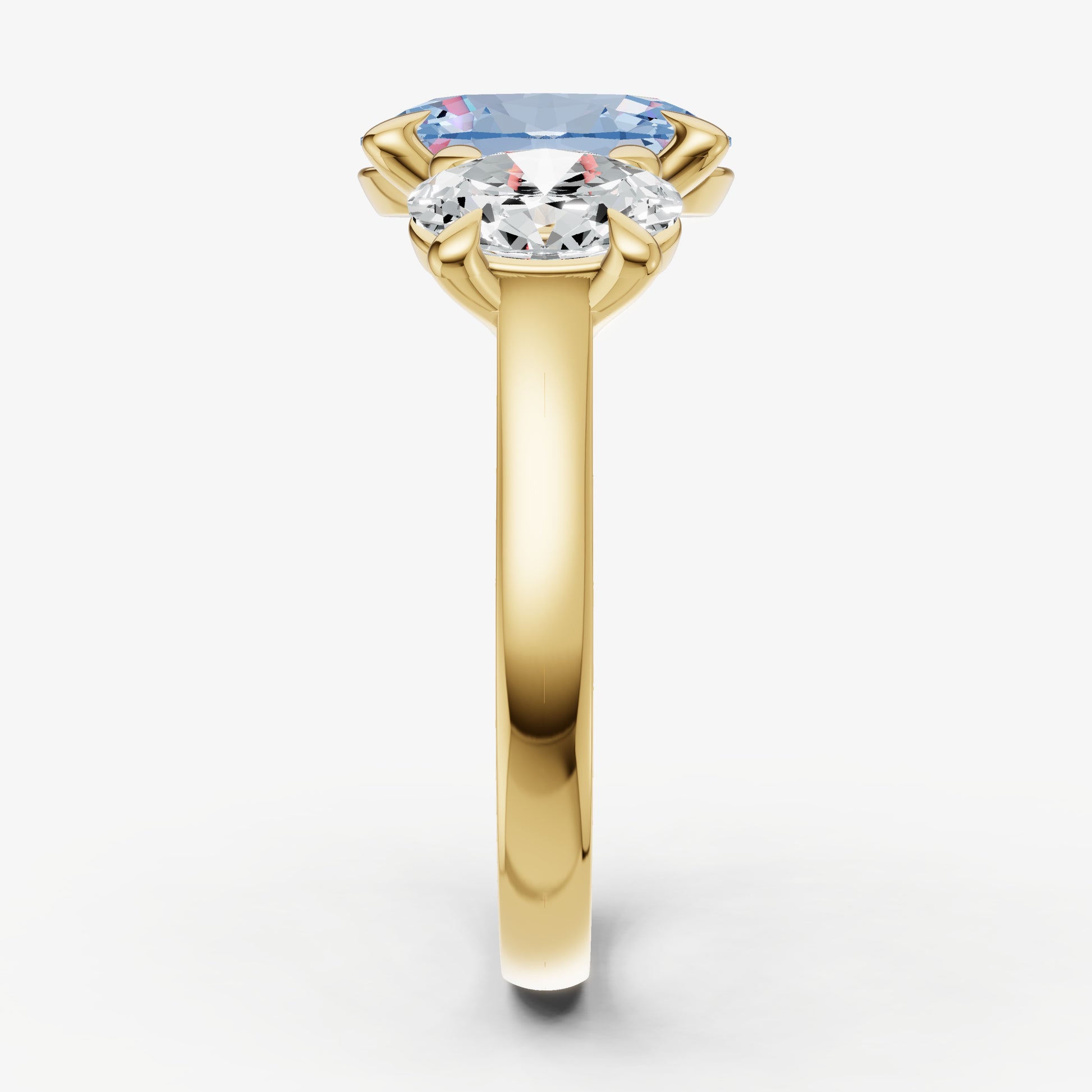 Aquamarine Oval Trellis Gemstone Engagement Ring