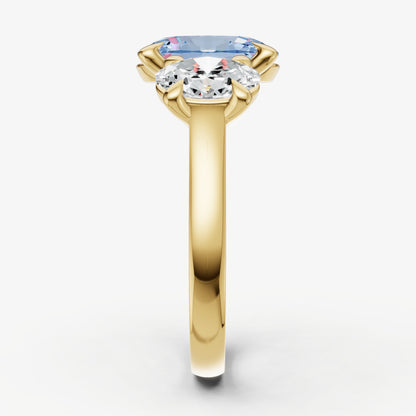 Aquamarine Oval Trellis Gemstone Engagement Ring