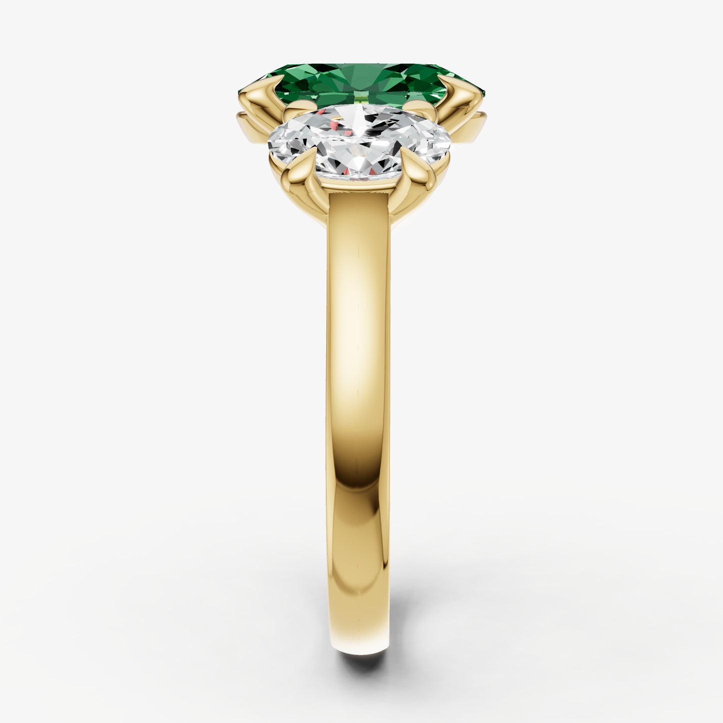 Emerald Oval Trellis Gemstone Engagement Ring