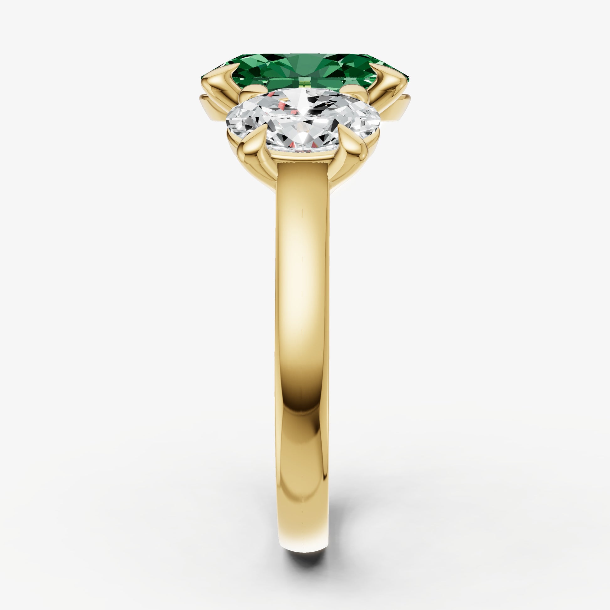 Emerald Oval Trellis Gemstone Engagement Ring