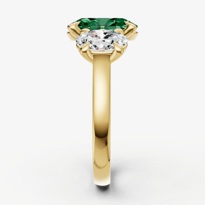Emerald Oval Trellis Gemstone Engagement Ring