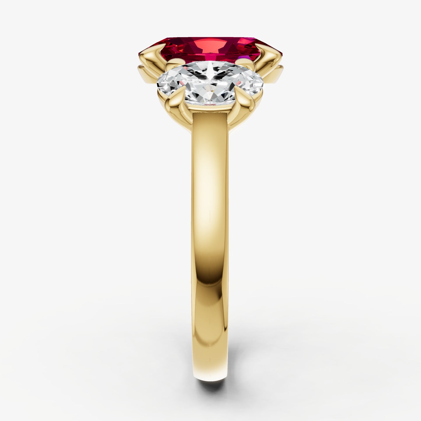 Ruby Oval Trellis Gemstone Engagement Ring