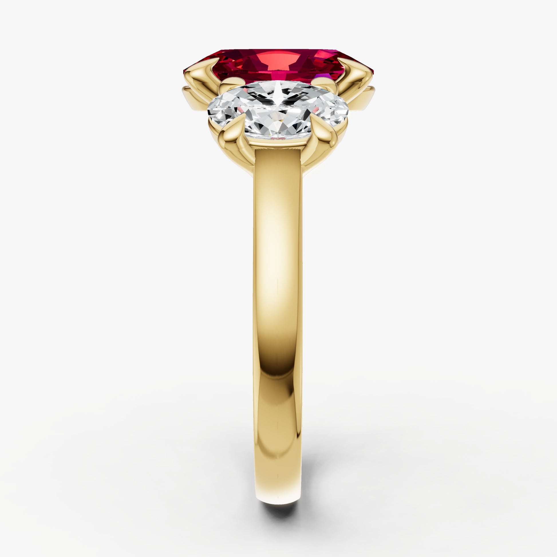 Ruby Oval Trellis Gemstone Engagement Ring