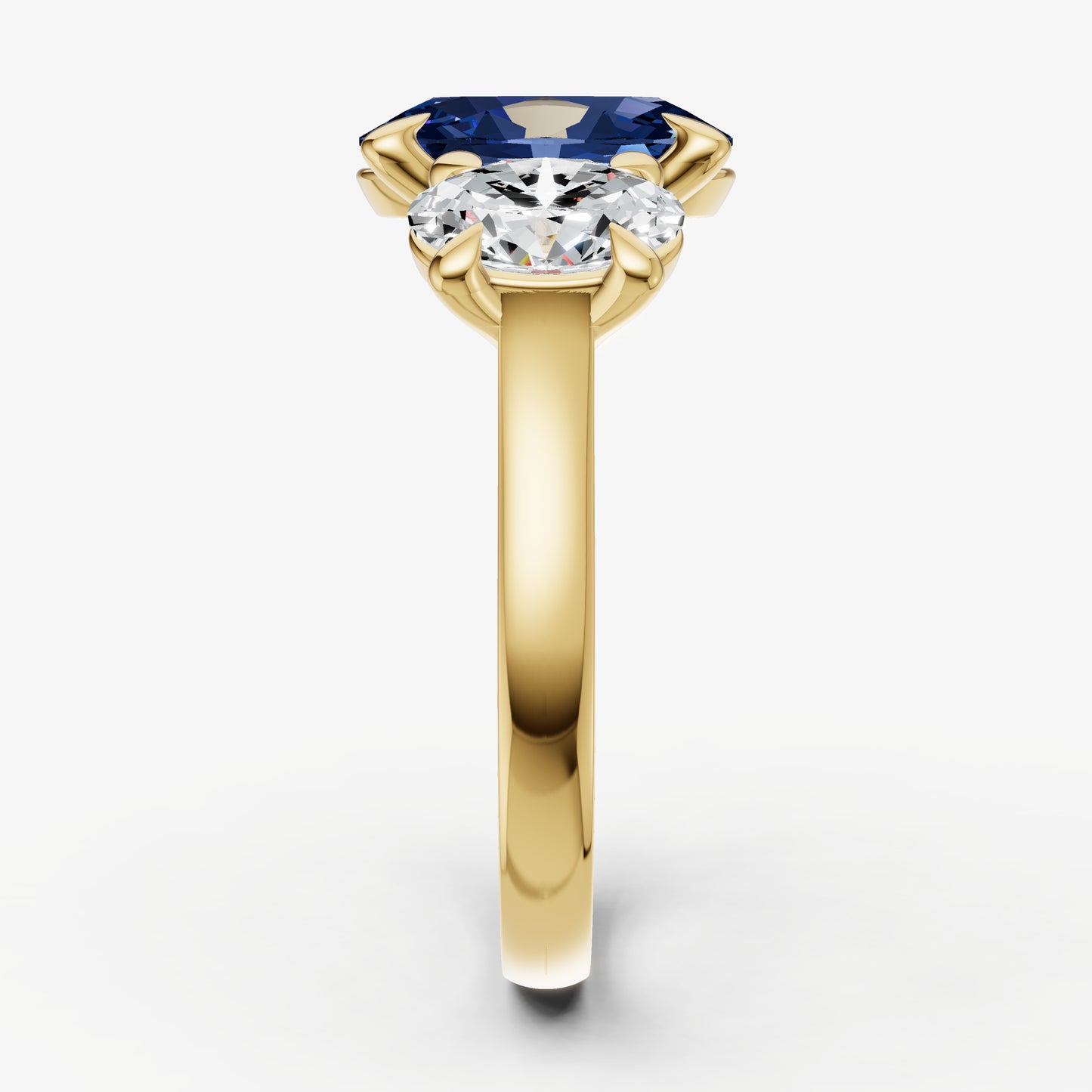 Blue sapphire Oval Trellis Gemstone Engagement Ring