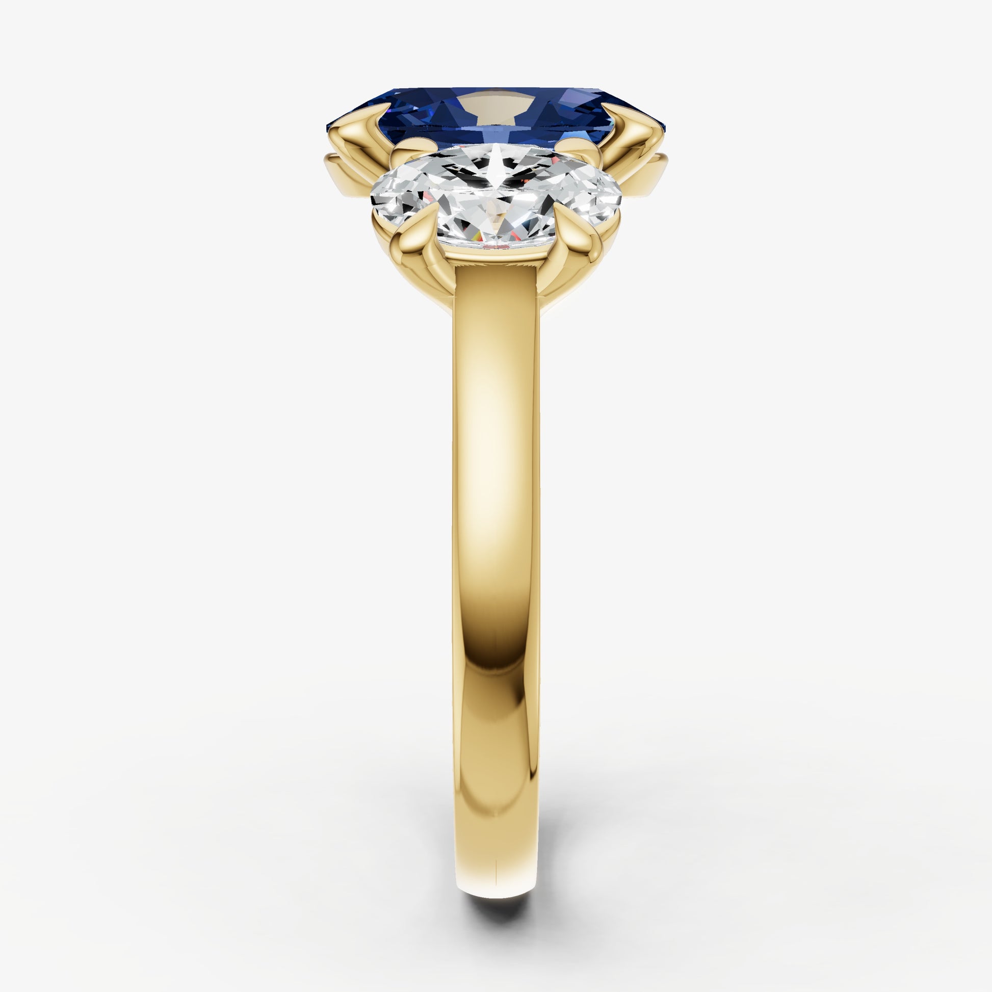 Blue sapphire Oval Trellis Gemstone Engagement Ring
