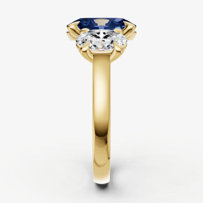 Blue sapphire Oval Trellis Gemstone Engagement Ring