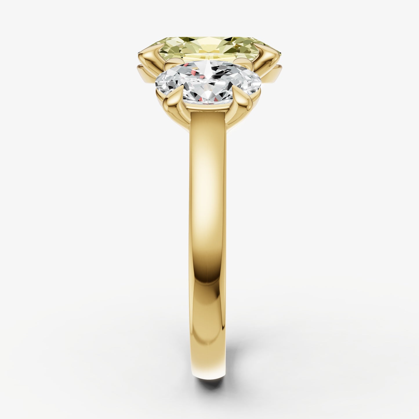 Yellow Diamond Oval Trellis Gemstone Engagement Ring