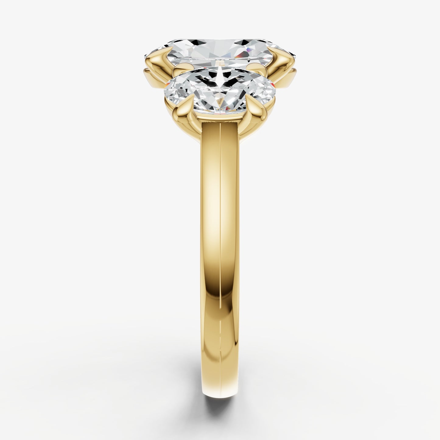 Oval Trellis Three-Stone Engagement Ring with 0.80ct Side Stones