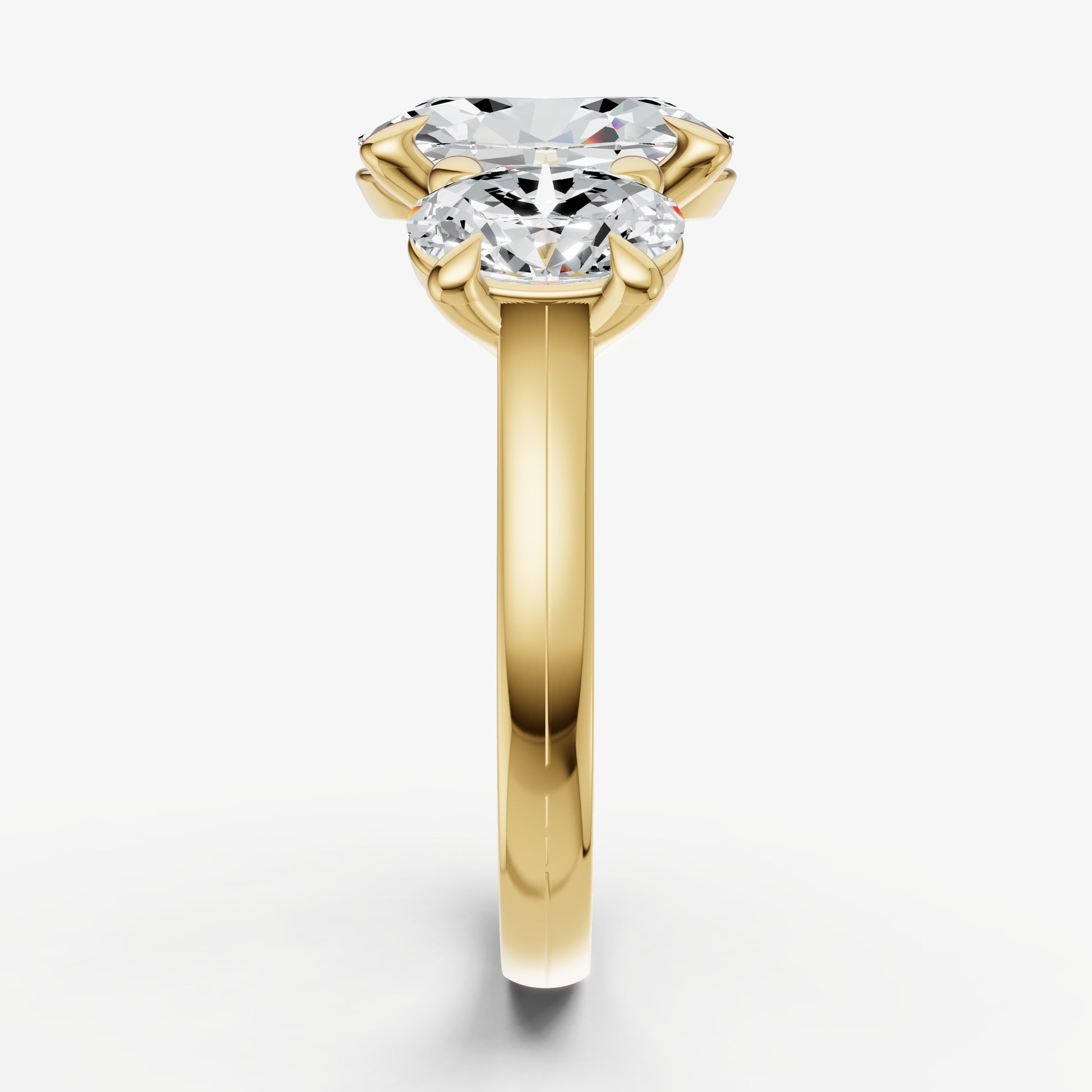 Oval Trellis Three-Stone Engagement Ring with 0.80ct Side Stones