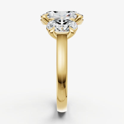 Oval Trellis Three-Stone Engagement Ring with 0.80ct Side Stones