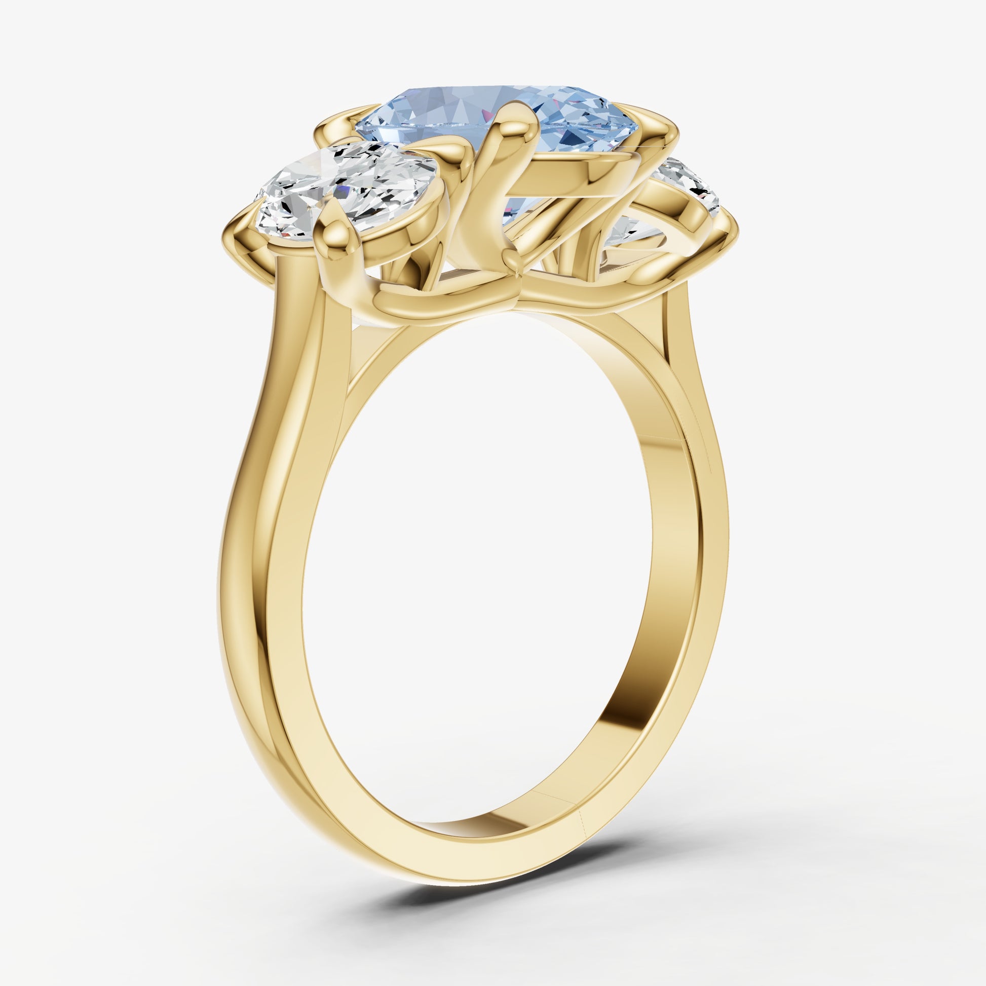 Aquamarine Oval Trellis Gemstone Engagement Ring